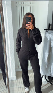 Kya (2) cinch waist jacket and jogger set - black