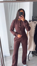 Load image into Gallery viewer, Chloe cinch waist long sleeve top and jogger set - chocolate brown