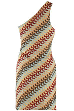 Load image into Gallery viewer, Chloe woven striped one shoulder mini dress