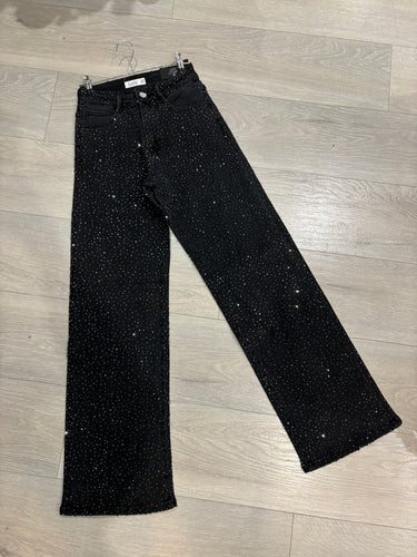 Belle full diamanté embellished straight leg black denim jeans (slight stretch fit)