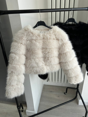 Abbie faux fur premium jacket - beige