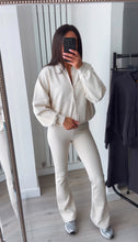Load image into Gallery viewer, Cassidy flare leg bomber jacket loungewear set - ivory