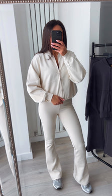 Cassidy flare leg bomber jacket loungewear set - ivory