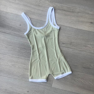 Marnie contrast trim unitard romper - sage green