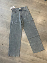 Load image into Gallery viewer, Bella full diamanté embellished straight leg blue vintage wash denim jeans