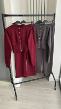 Load image into Gallery viewer, Chloe cinch waist long sleeve top and jogger set - wine