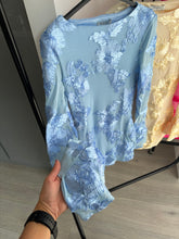 Load image into Gallery viewer, Brooke floral lace lined long sleeve dress - blue