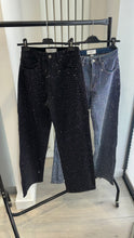 Load image into Gallery viewer, Bella full diamanté embellished straight leg denim jeans - black
