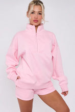 Load image into Gallery viewer, Anya quarter zip jumper and jogger shorts set - pink