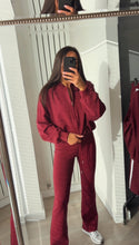 Load image into Gallery viewer, Cassidy flare leg bomber jacket loungewear set - wine