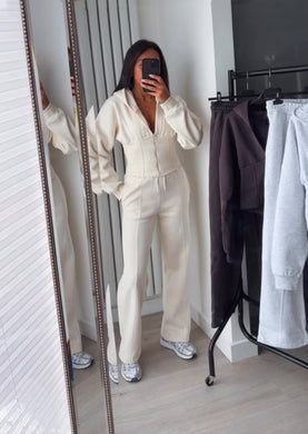 Cassie cinch waist jacket and jogger set - ivory