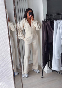 Cassie cinch waist jacket and jogger set - ivory
