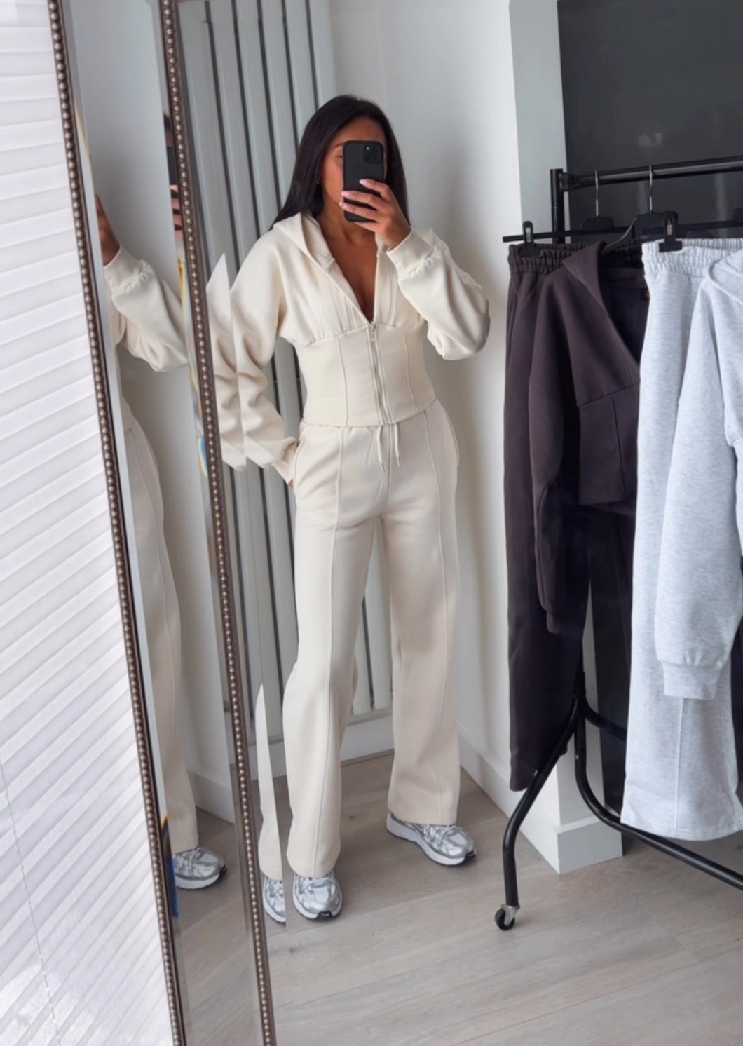 Cassie cinch waist jacket and jogger set - ivory