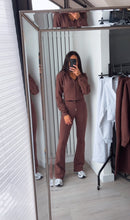 Load image into Gallery viewer, Erica flare leg tracksuit jacket loungewear set - chocolate brown