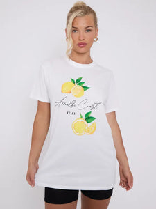 Amalfi lemon long line short sleeve tee - choose colour