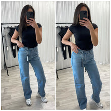 Load image into Gallery viewer, Alana straight leg blue denim stretch jeans