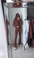 Load image into Gallery viewer, Erica flare leg tracksuit jacket loungewear set - chocolate brown