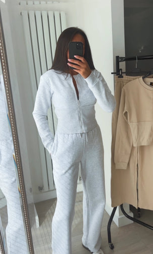 Kya cinch waist jacket and jogger set - light grey