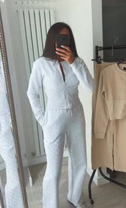 Kya cinch waist jacket and jogger set - light grey
