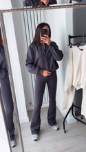 Load image into Gallery viewer, Cassidy flare leg bomber jacket loungewear set - slate grey