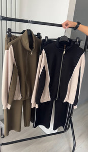 SALE Carmen contrast panel straight leg jogger and jacket set - choose colour