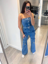 Load image into Gallery viewer, Katy denim cargo jumpsuit