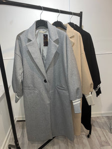 Warryn cuffed oversized coat - grey