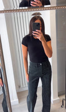 Load image into Gallery viewer, Bella full diamanté embellished straight leg denim jeans - black