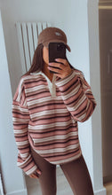 Load image into Gallery viewer, Marcie stripe long sleeve collared rugby style top - pink