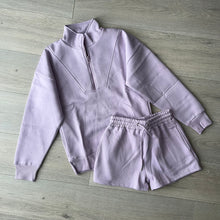 Load image into Gallery viewer, Anya quarter zip jumper and jogger shorts set - lilac