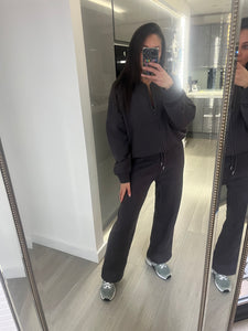 Talia straight leg jogger set - charcoal grey