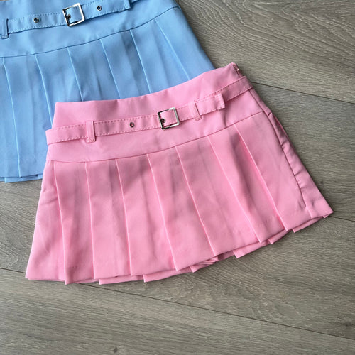 Kara pleated buckle detail skort - bubblegum pink