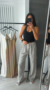 Pria striped high waist wide leg trouser
