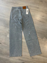 Load image into Gallery viewer, Bella full diamanté embellished straight leg blue vintage wash denim jeans