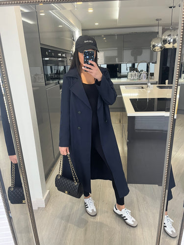 Amiyah belted trench coat - navy