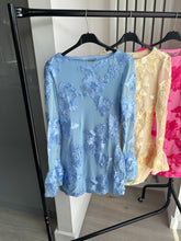 Load image into Gallery viewer, Brooke floral lace lined long sleeve dress - blue