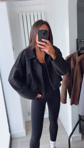 Idah faux suede jacket - black