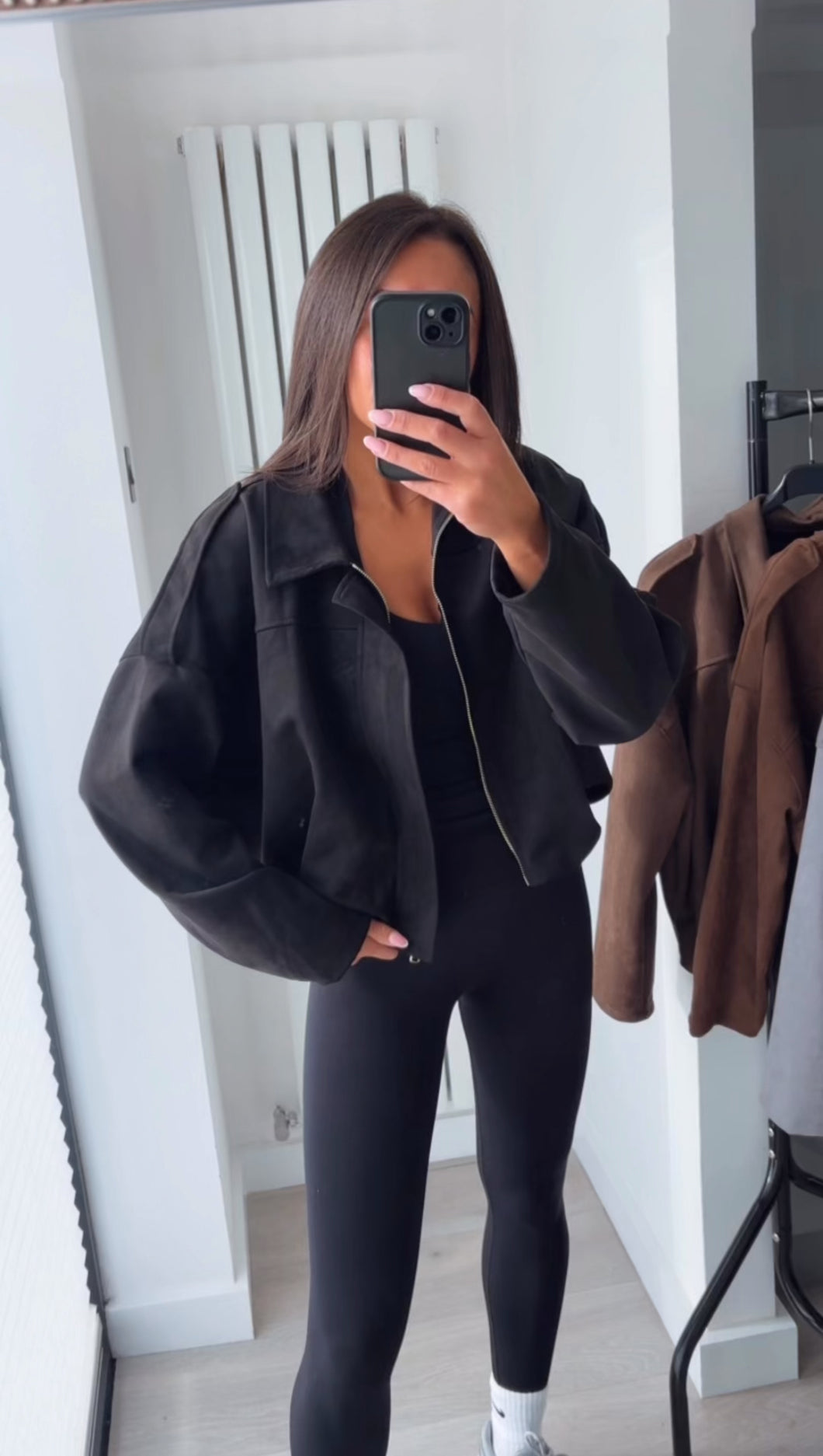 Idah faux suede jacket - black