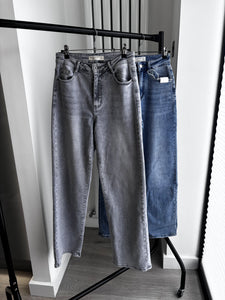 Kia straight leg super stretchy denim jeans - grey