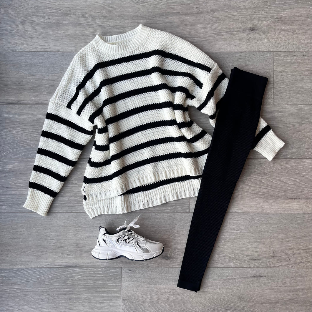 Hattie chunky knit stripe jumper - cream