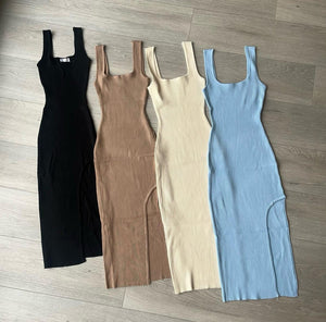 SALE Jemma knit body con midi split hem dress - choose colour
