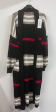 Load image into Gallery viewer, Longline stripe knit cardigan - black