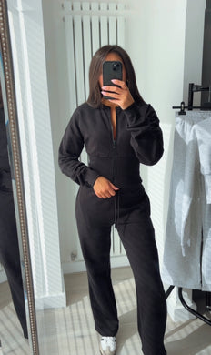 Kya (2) cinch waist jacket and jogger set - black