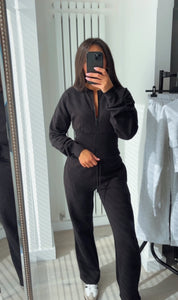 Kya (2) cinch waist jacket and jogger set - black