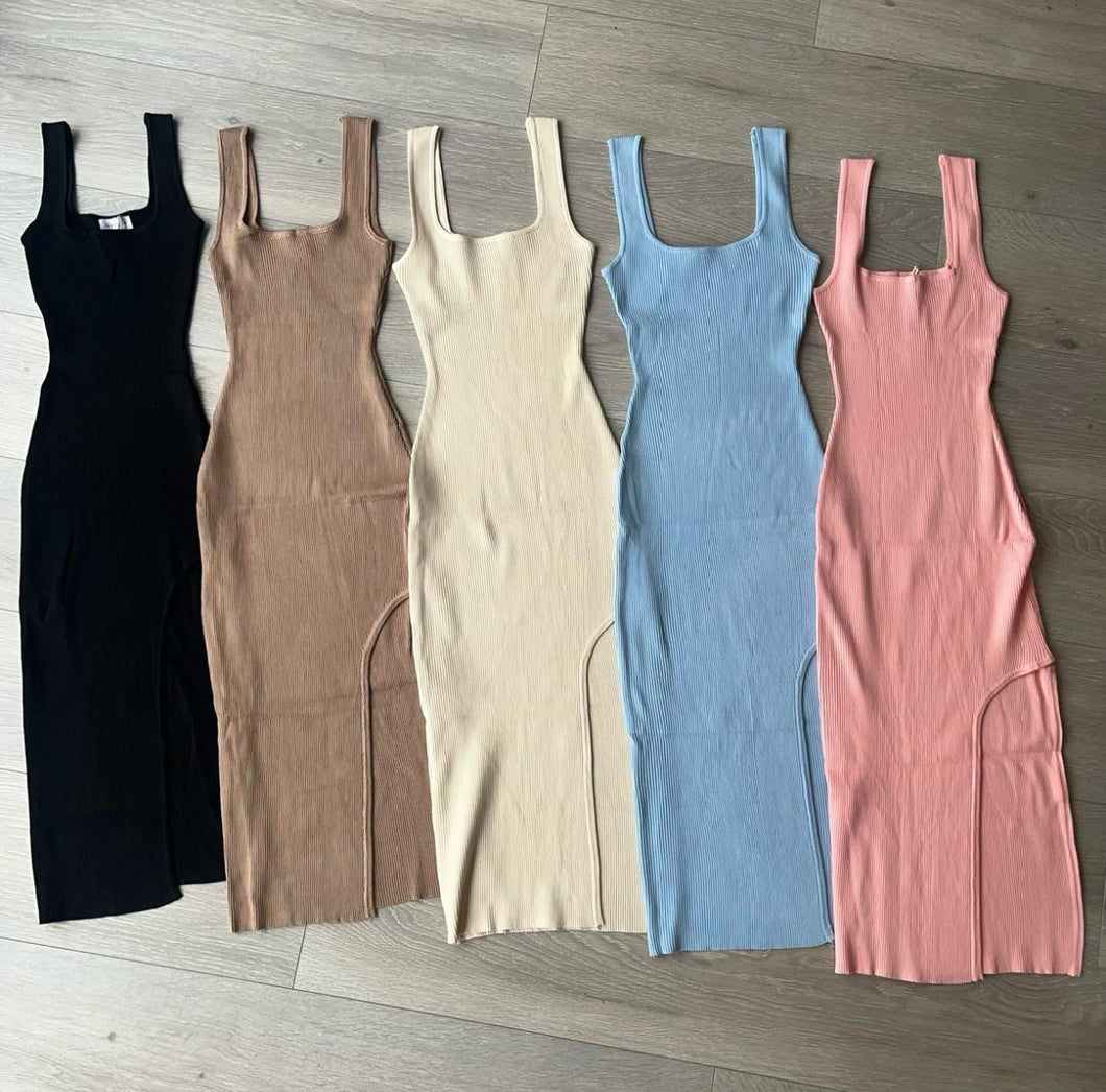 SALE Jemma knit body con midi split hem dress - choose colour