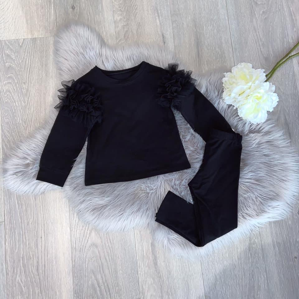 Girls black frill set