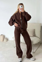 Load image into Gallery viewer, Anita wide leg jogger and jacket set - chocolate
