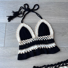 Load image into Gallery viewer, Anika crochet skirt and crop set - black