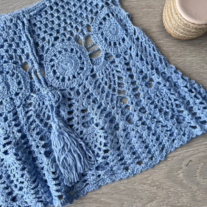 Kyla crochet skirt and crop bralet set - blue