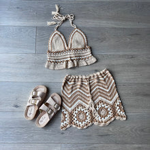 Load image into Gallery viewer, Anika crochet skirt and crop set - beige